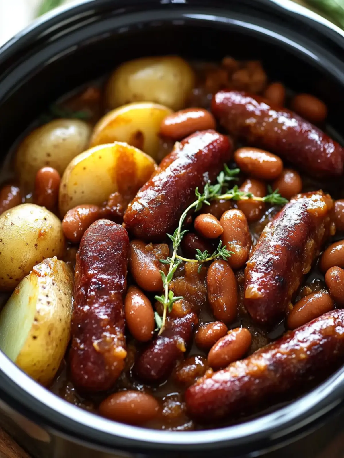 Crockpot Smokies with Beans and Potatoes: Cozy Comfort Food 2 Crockpot Smokies with Beans and Potatoes