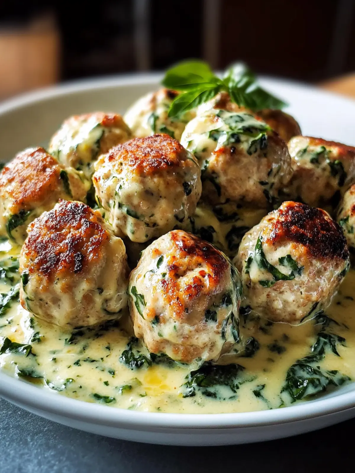 Baked Chicken Ricotta Meatballs with Spinach Alfredo Bliss 2 Baked Chicken Ricotta Meatballs with Spinach Alfredo Sauce
