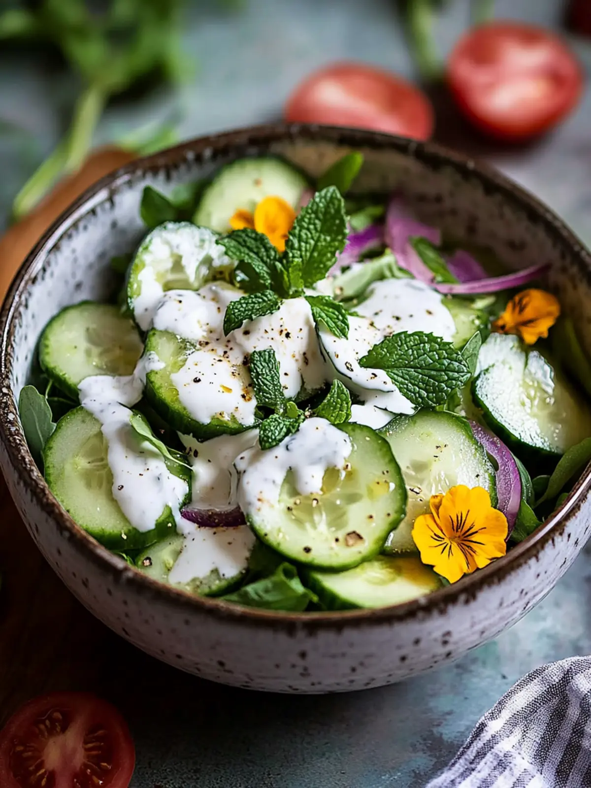 Cool and Creamy Gurkensalat mit Joghurt-Dressing Delight 3 Gurkensalat mit Joghurt-Dressing