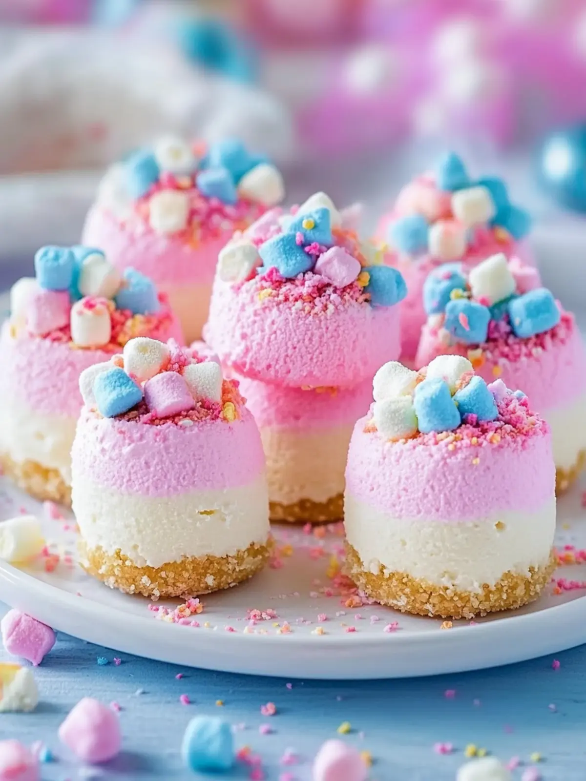Delightful Cotton Candy Marshmallow Cheesecake Bites for Summer 5 Cotton Candy Marshmallow Cheesecake Bites