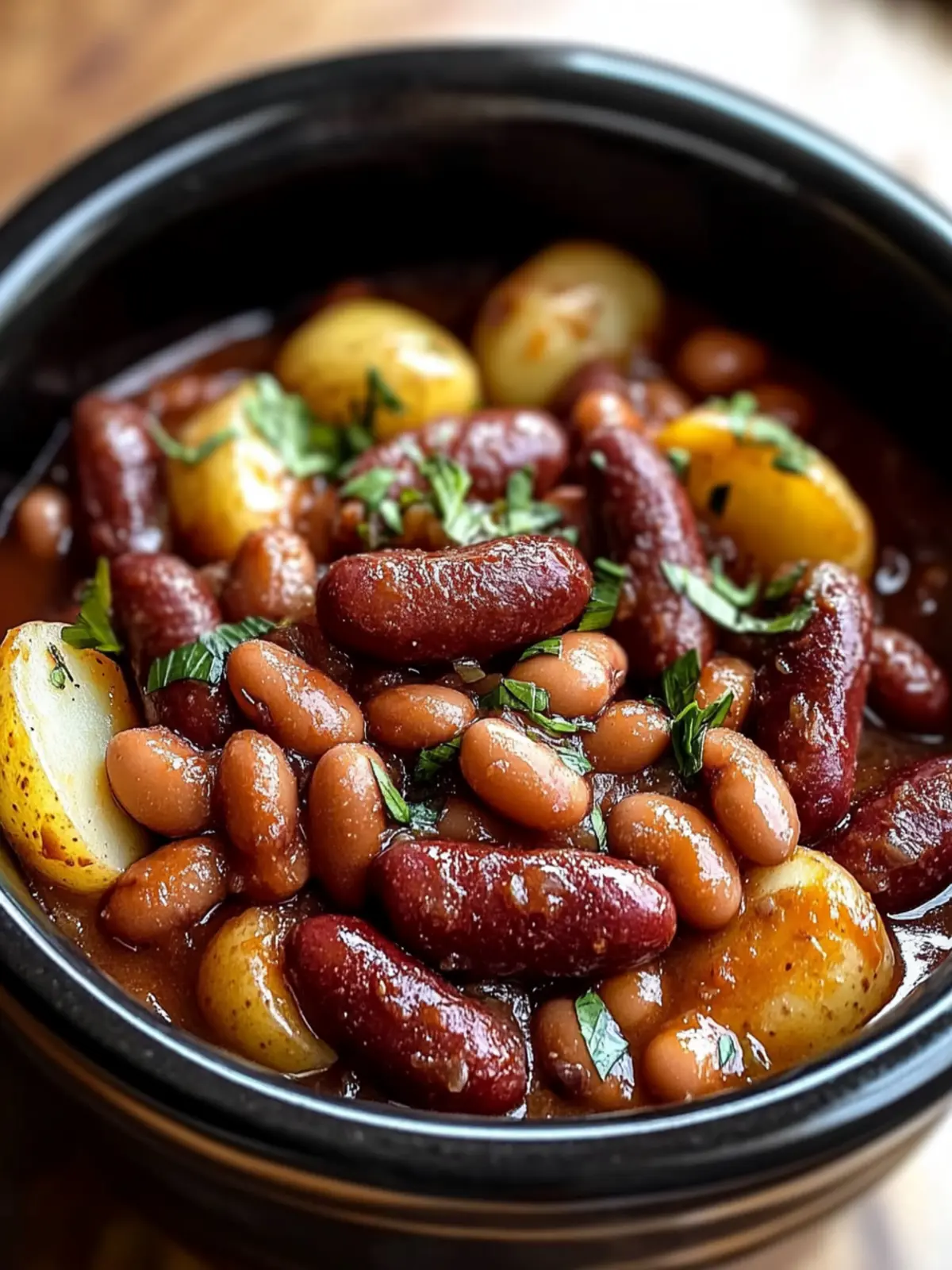 Crockpot Smokies with Beans and Potatoes: Cozy Comfort Food 4 Crockpot Smokies with Beans and Potatoes