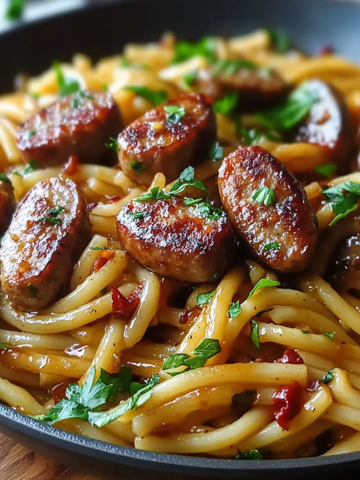 Sticky Honey Garlic Sausage Pasta Skillet in 30 Minutes 4 Sticky Honey Garlic Sausage Pasta Skillet