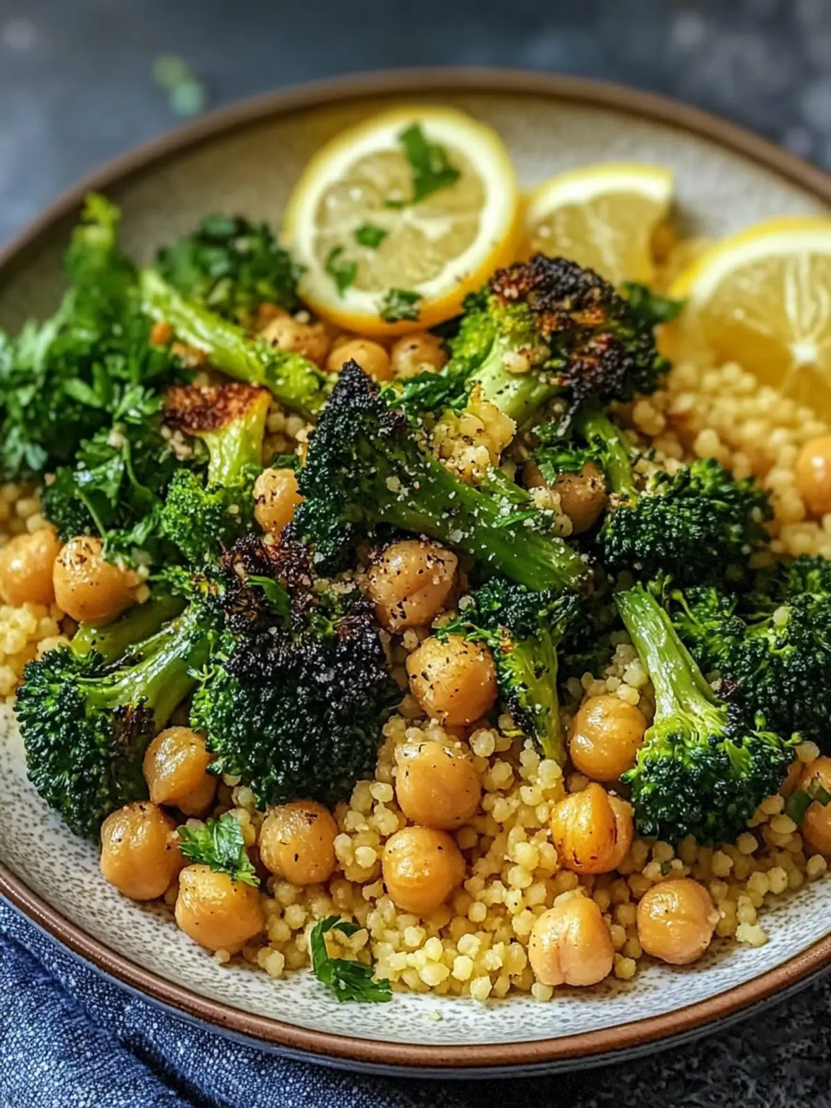 Zesty Lemon Couscous with Roasted Broccoli and Chickpeas Delight 2 Lemon Couscous with Roasted Broccoli and Chickpeas