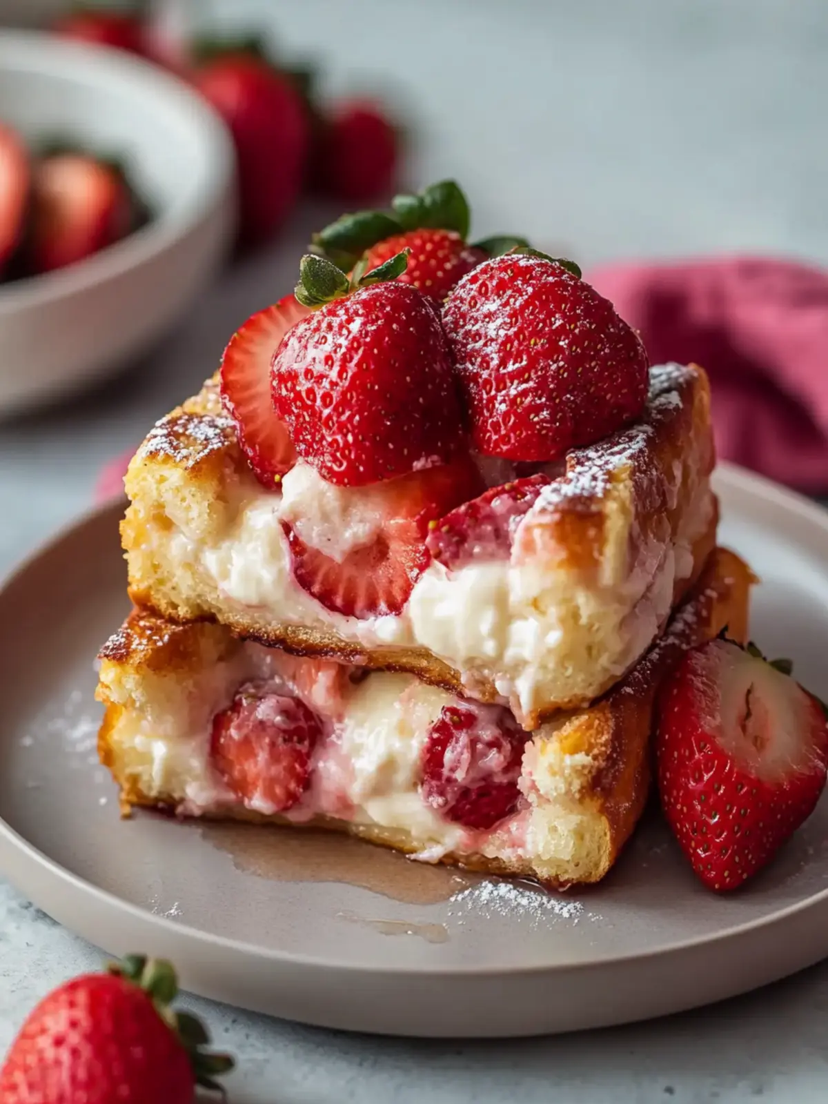 Decadent Strawberry Cheesecake French Toast Bake Awaits You 3 Mouthwatering Strawberry Cheesecake French Toast Bake