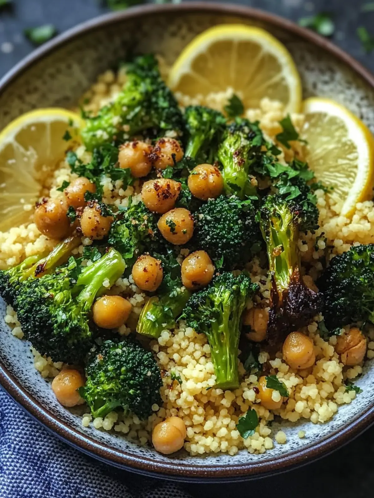 Zesty Lemon Couscous with Roasted Broccoli and Chickpeas Delight 5 Lemon Couscous with Roasted Broccoli and Chickpeas