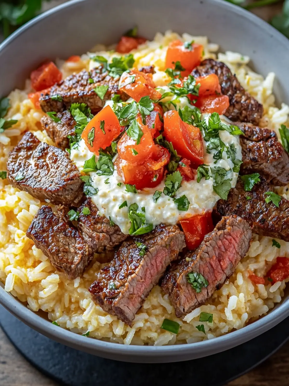 Creamy Queso Rice with Juicy Steak Strips for Cozy Dinners 4 Creamy Queso Rice with Juicy Steak Strips